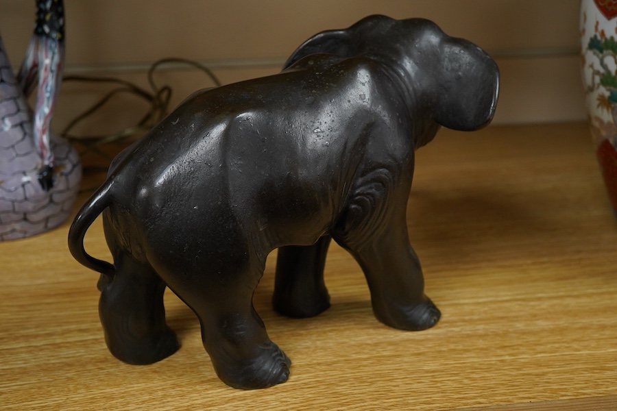 A late 19th century Japanese bronze of an elephant, 26cm